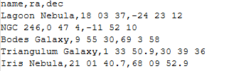 CSV Format Screenshot